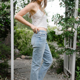 Laney V-Front Cool Denim Cuffed Boyfriend