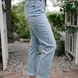 Laney V-Front Cool Denim Cuffed Boyfriend