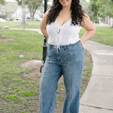 Eliza High Rise Wide Legs with Starry Flair - PLUS