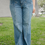 Eliza High Rise Wide Legs with Starry Flair - PLUS