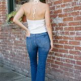 Aurora High Rise Vintage Wash Kick Flare With Released Hem