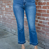Aurora High Rise Vintage Wash Kick Flare With Released Hem
