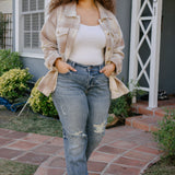 Kaylee High Waist Distressed Dad Jeans - PLUS