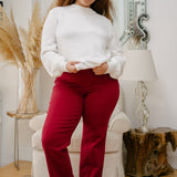 Rebecca High Rise 90's Straight Red Jeans with a Heart Pocket Design - PLUS