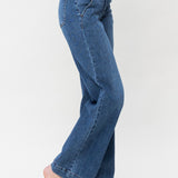 Clementine High Rise Double Button Wide Leg Denim Jeans