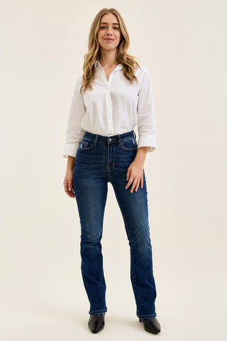 Daisy Slit-Hem Slim Bootcut