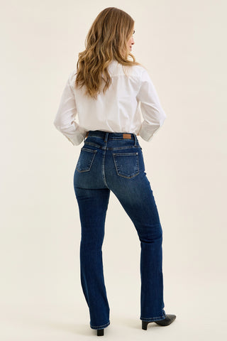Daisy Slit-Hem Slim Bootcut