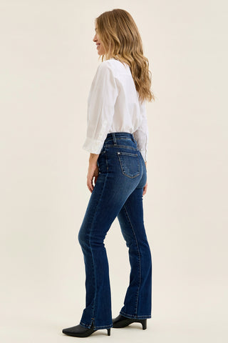 Daisy Slit-Hem Slim Bootcut
