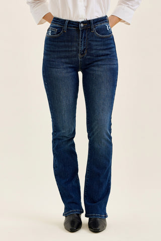 Daisy Slit-Hem Slim Bootcut