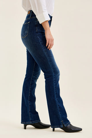 Daisy Slit-Hem Slim Bootcut