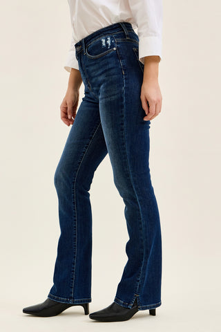 Daisy Slit-Hem Slim Bootcut