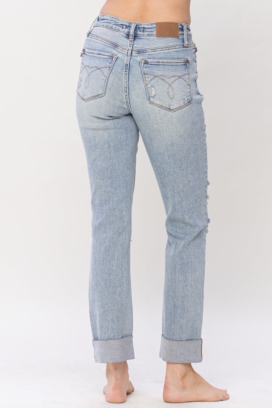Heidi Double Cuff Fray Hem Boyfriend - PLUS
