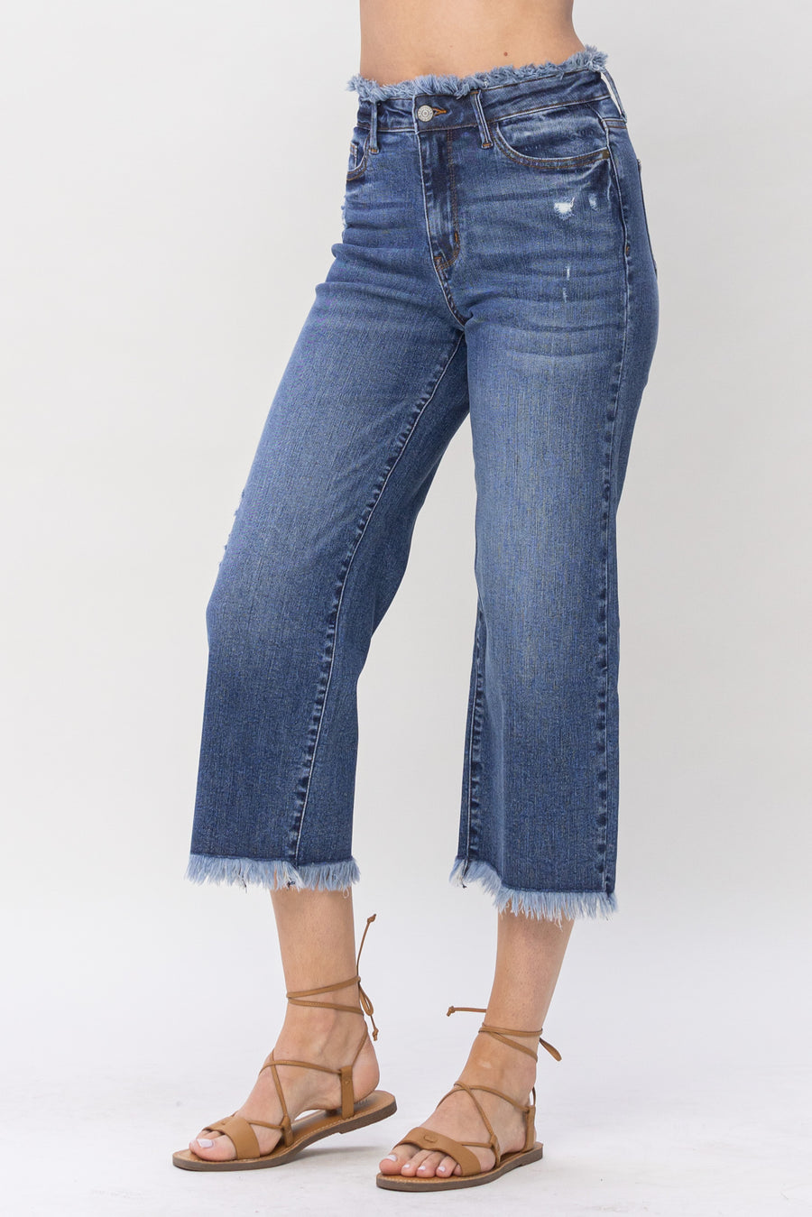 Lily High Waist Fray Straight Crop