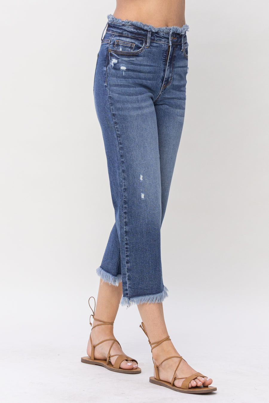Lily High Waist Fray Straight Crop