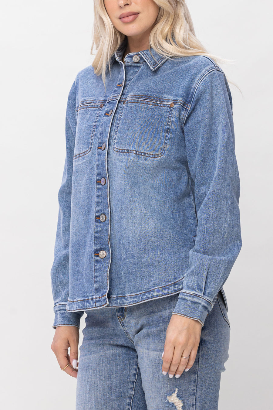 Piper Clean Wash Denim Shaket - PLUS