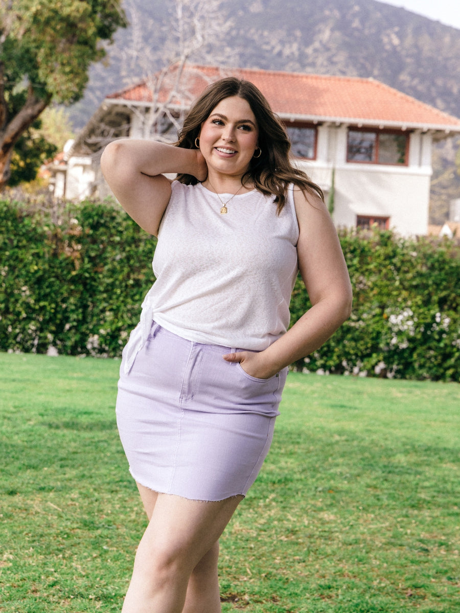 Deborah Lavender Shirttail Hem Skirt - PLUS