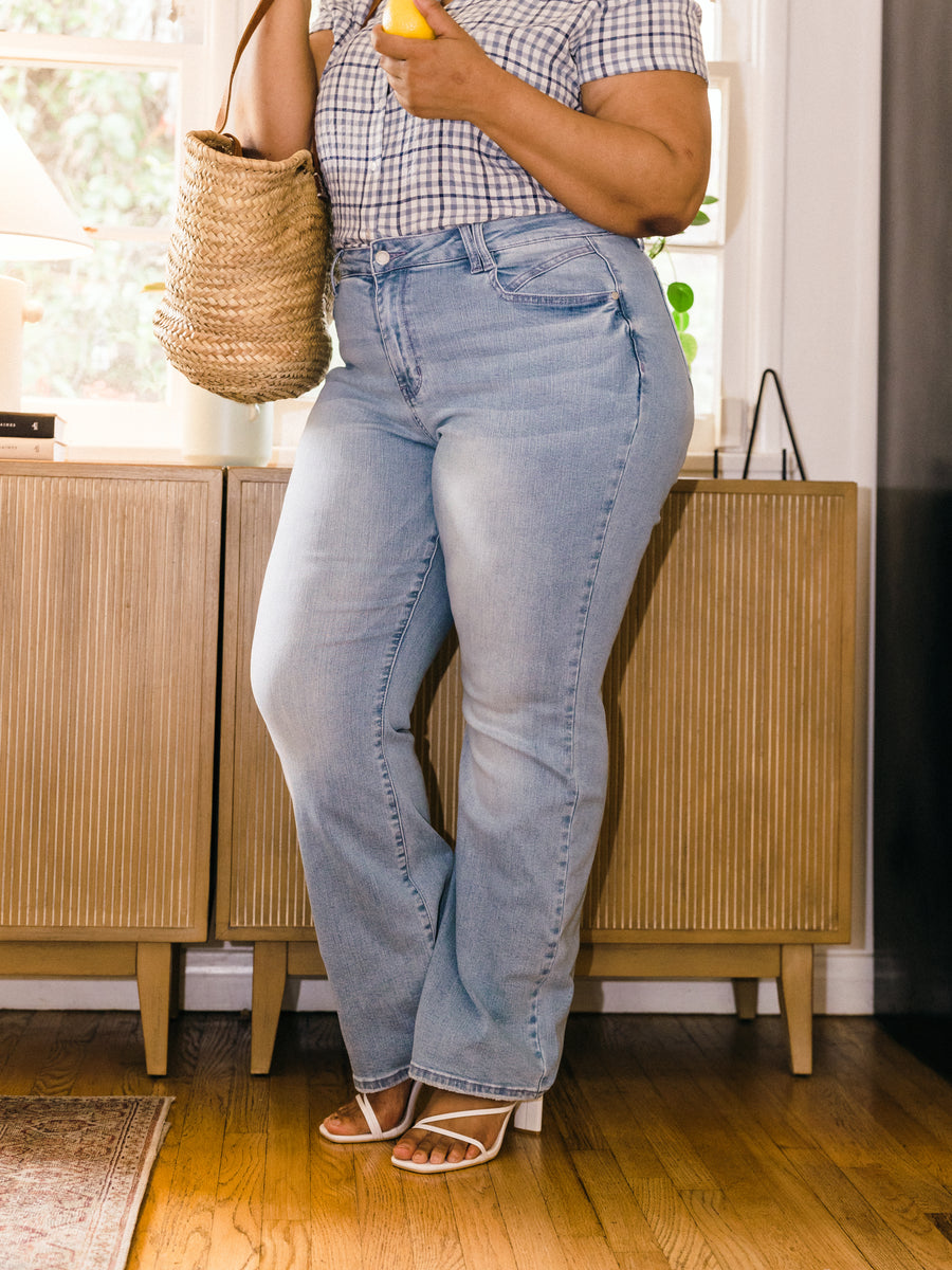 Celeste High Waist Pocket Details Wide Leg Trouser - PLUS