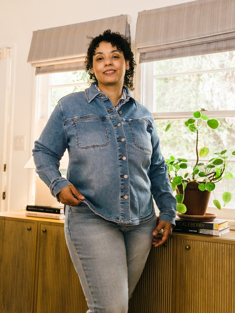 Piper Clean Wash Denim Shaket - PLUS