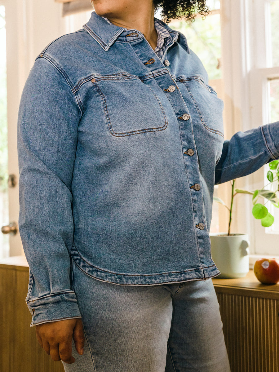 Piper Clean Wash Denim Shaket - PLUS
