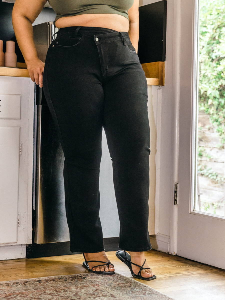 Paisley High Waist Criss Cross WB Straight - PLUS