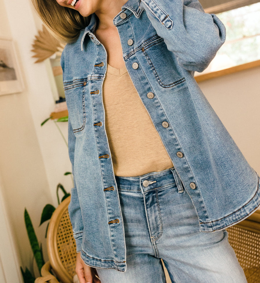 Piper Clean Wash Denim Shaket