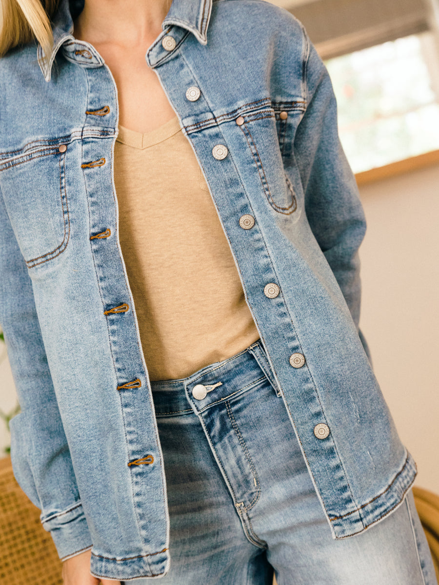 Piper Clean Wash Denim Shaket