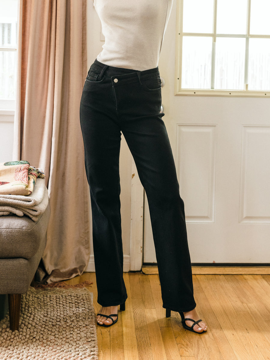 Paisley High Waist Criss Cross WB Straight