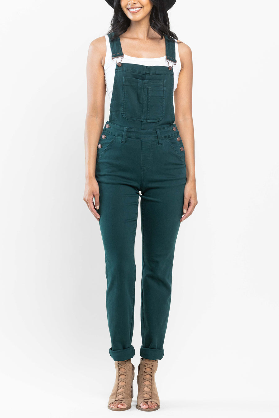 Naelly Teal Double Cuff Boyfriend Overall