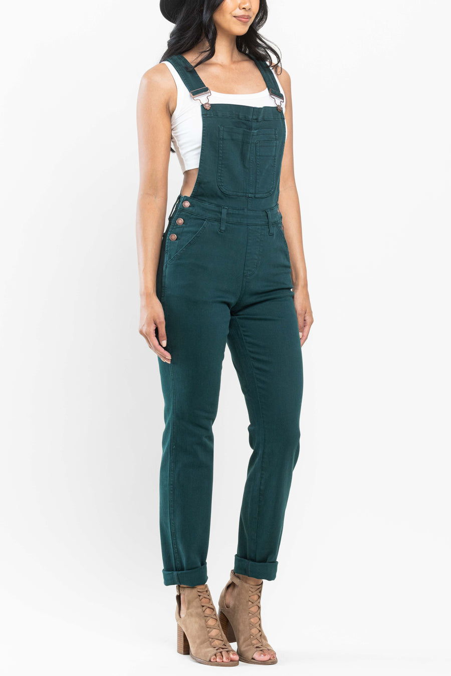 Naelly Teal Double Cuff Boyfriend Overall - PLUS