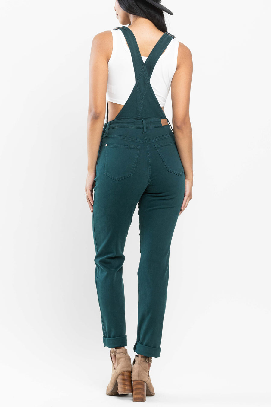Naelly Teal Double Cuff Boyfriend Overall - PLUS