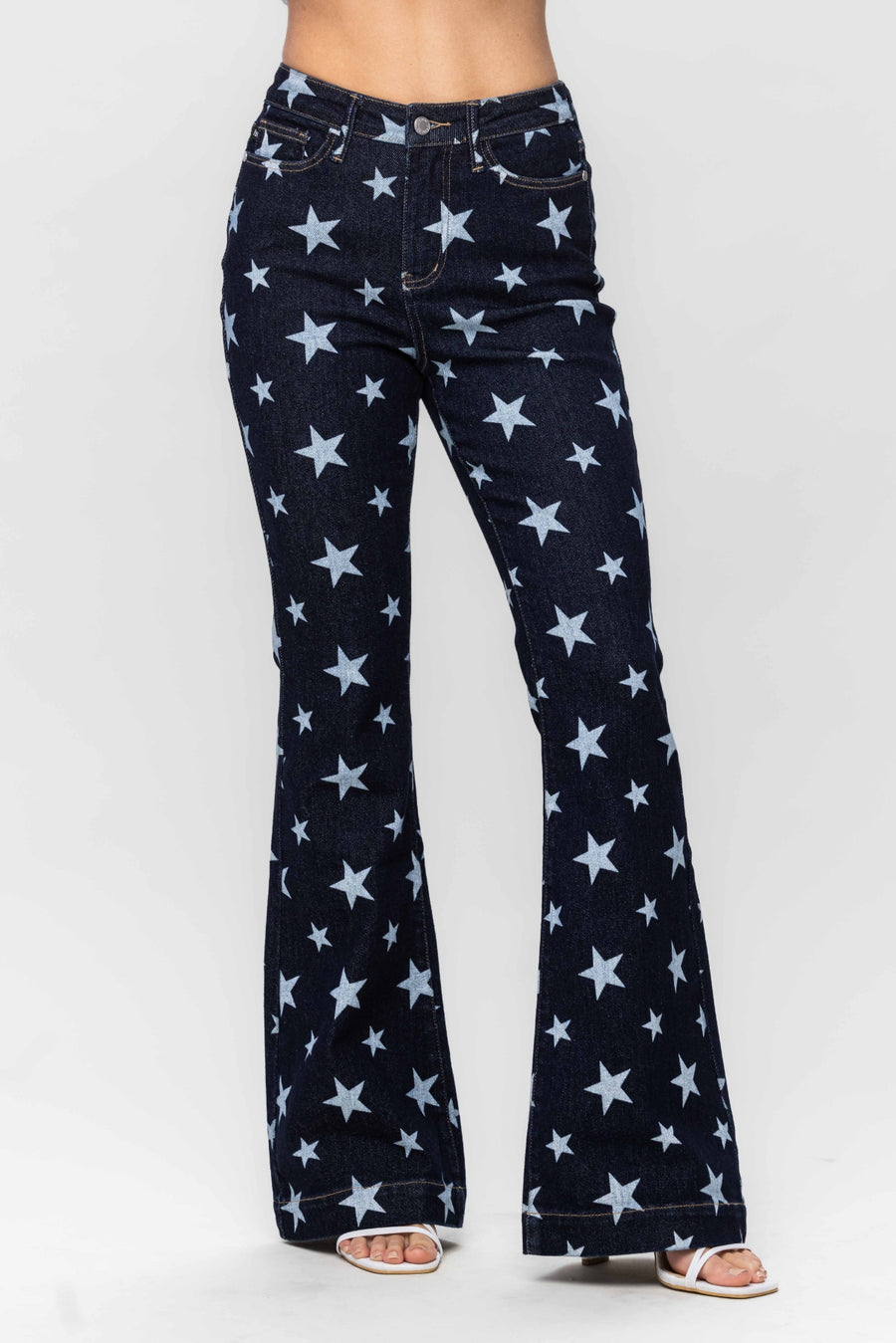 Lexy Rinse Wash Star Print Flare
