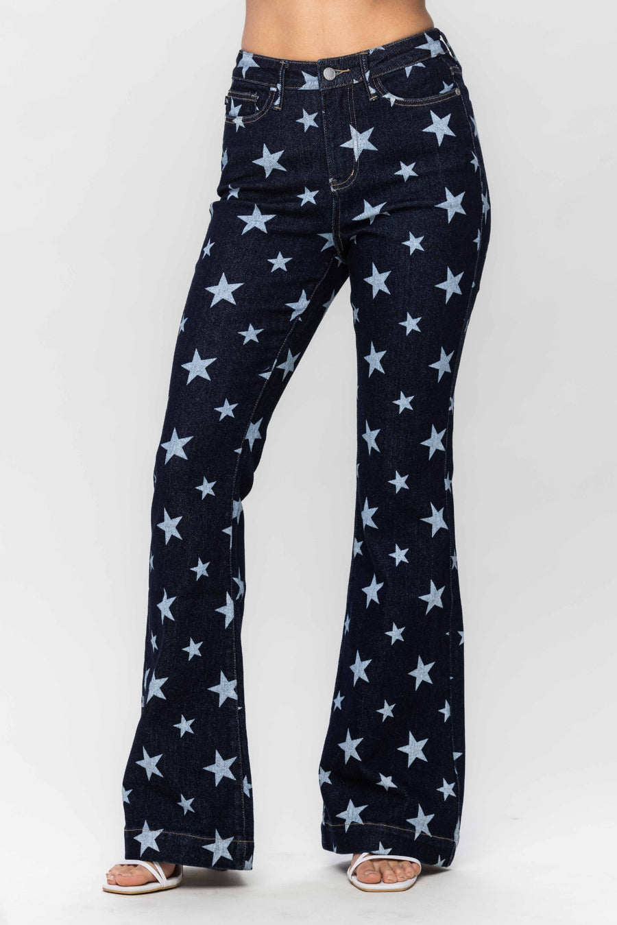 Lexy Rinse Wash Star Print Flare
