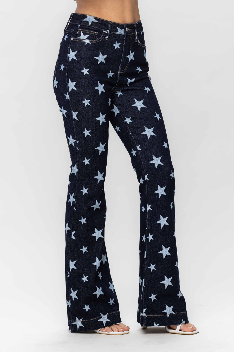 Lexy Rinse Wash Star Print Flare
