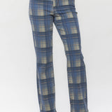 Delilah High Rise Vintage Look Plaid Straight