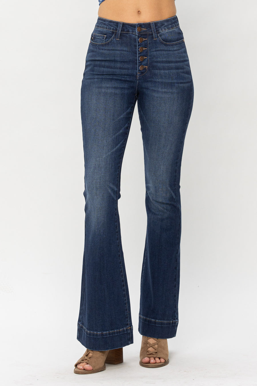 Daisy High Waist Button Fly Trouser Flare
