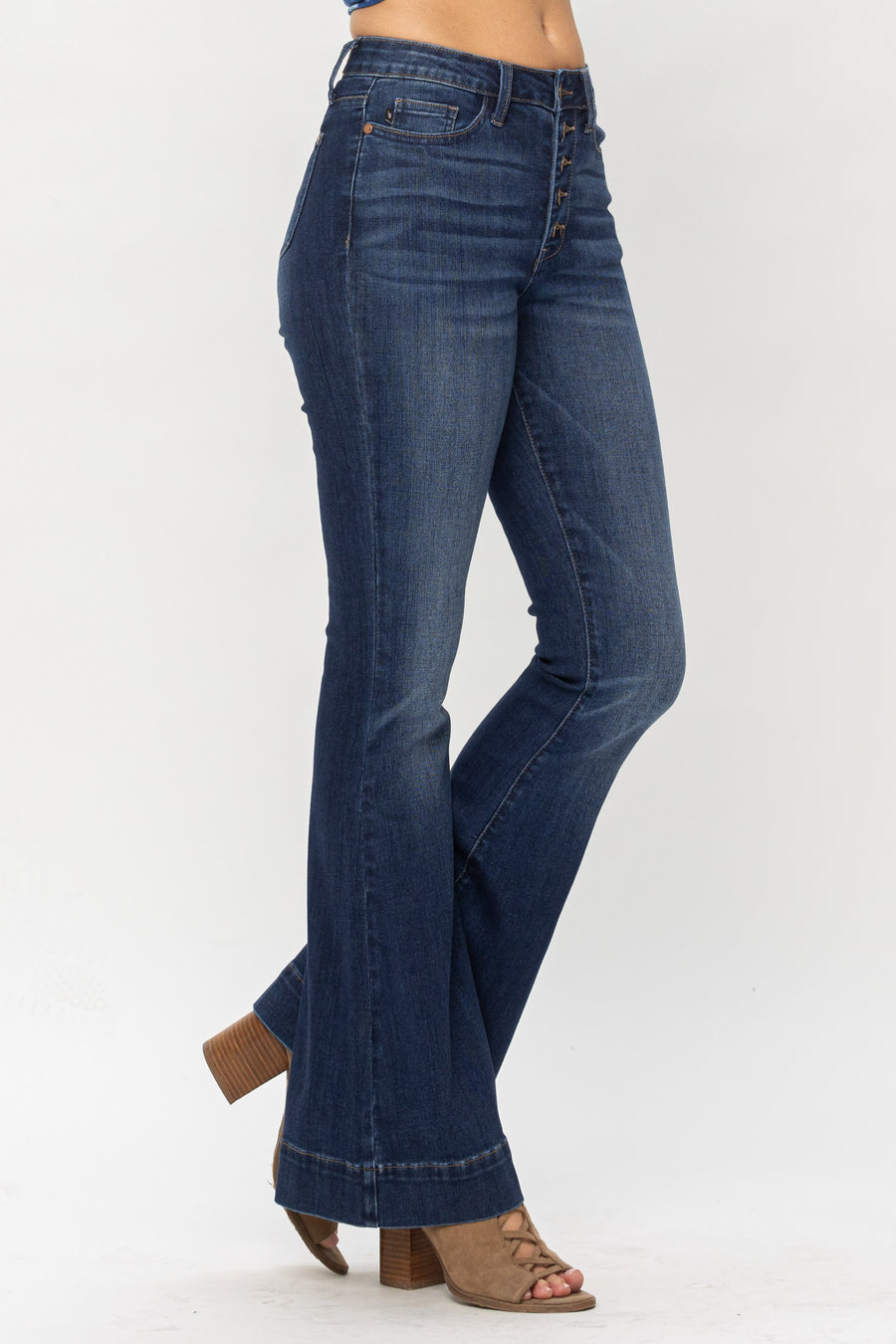 Daisy High Waist Button Fly Trouser Flare
