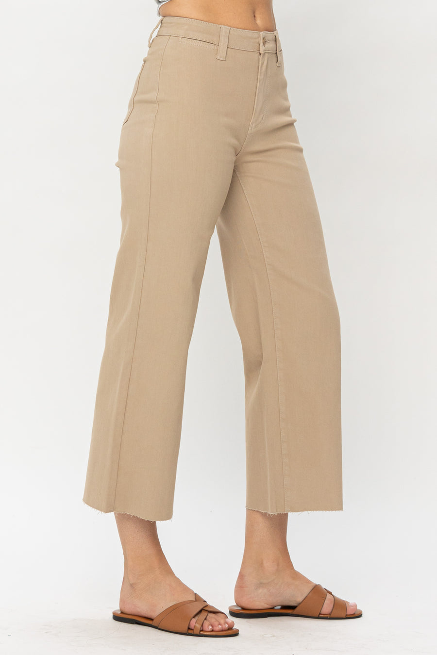 Kaylee Khaki Cropped Wide Leg - PLUS