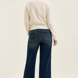 Lux Vintage Brushed Blue Wide Leg with Welt Pockets