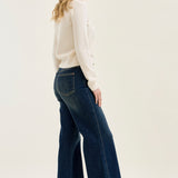 Lux Vintage Brushed Blue Wide Leg with Welt Pockets