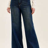 Lux Vintage Brushed Blue Wide Leg with Welt Pockets