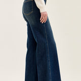 Lux Vintage Brushed Blue Wide Leg with Welt Pockets