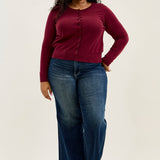 Lux Vintage Brushed Blue Wide Leg with Welt Pockets - PLUS