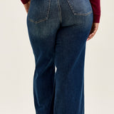 Lux Vintage Brushed Blue Wide Leg with Welt Pockets - PLUS