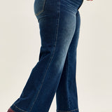 Lux Vintage Brushed Blue Wide Leg with Welt Pockets - PLUS