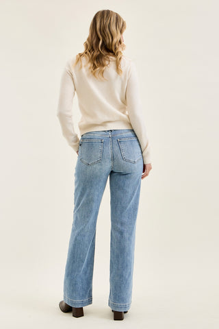 Penny Light Grey Blue Trouser Wide Leg