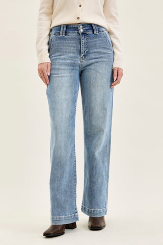 Penny Light Grey Blue Trouser Wide Leg