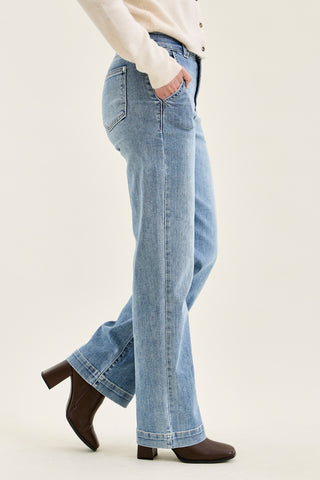 Penny Light Grey Blue Trouser Wide Leg