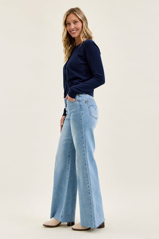 Lux Quilted Blue Retro Wide Leg