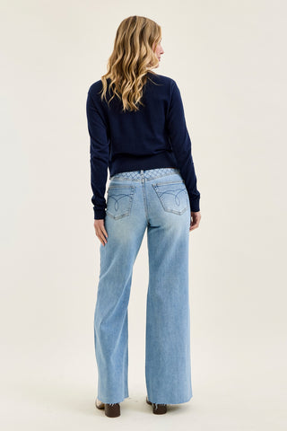 Lux Quilted Blue Retro Wide Leg