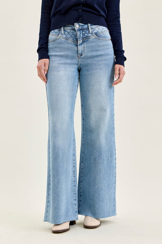 Lux Quilted Blue Retro Wide Leg